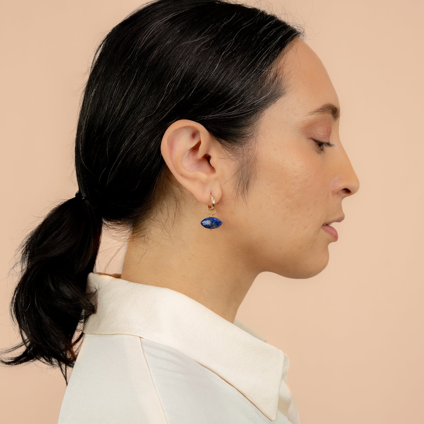 Third Eye Lapis Huggie Hoops