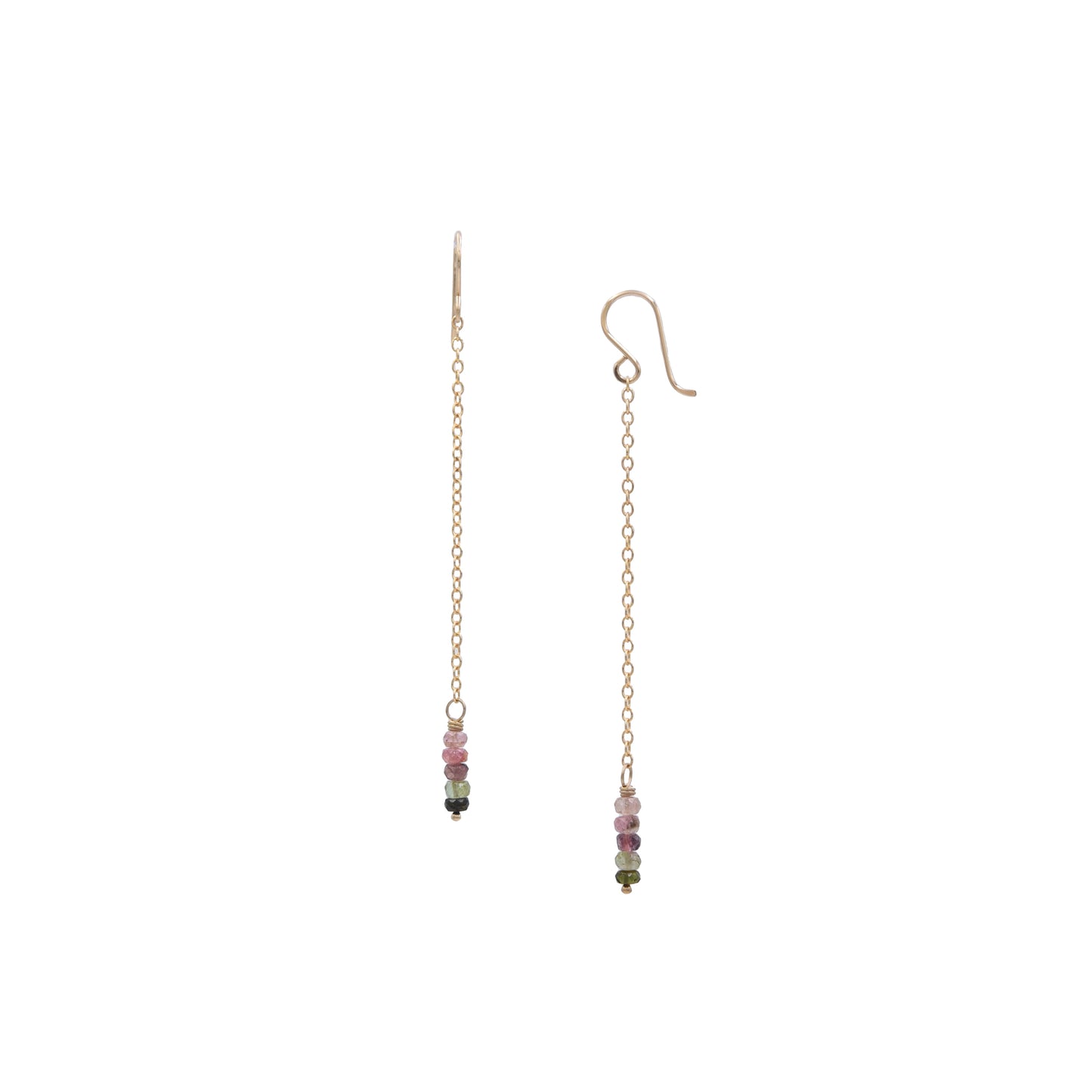 Watermelon Tourmaline Chain Earrings