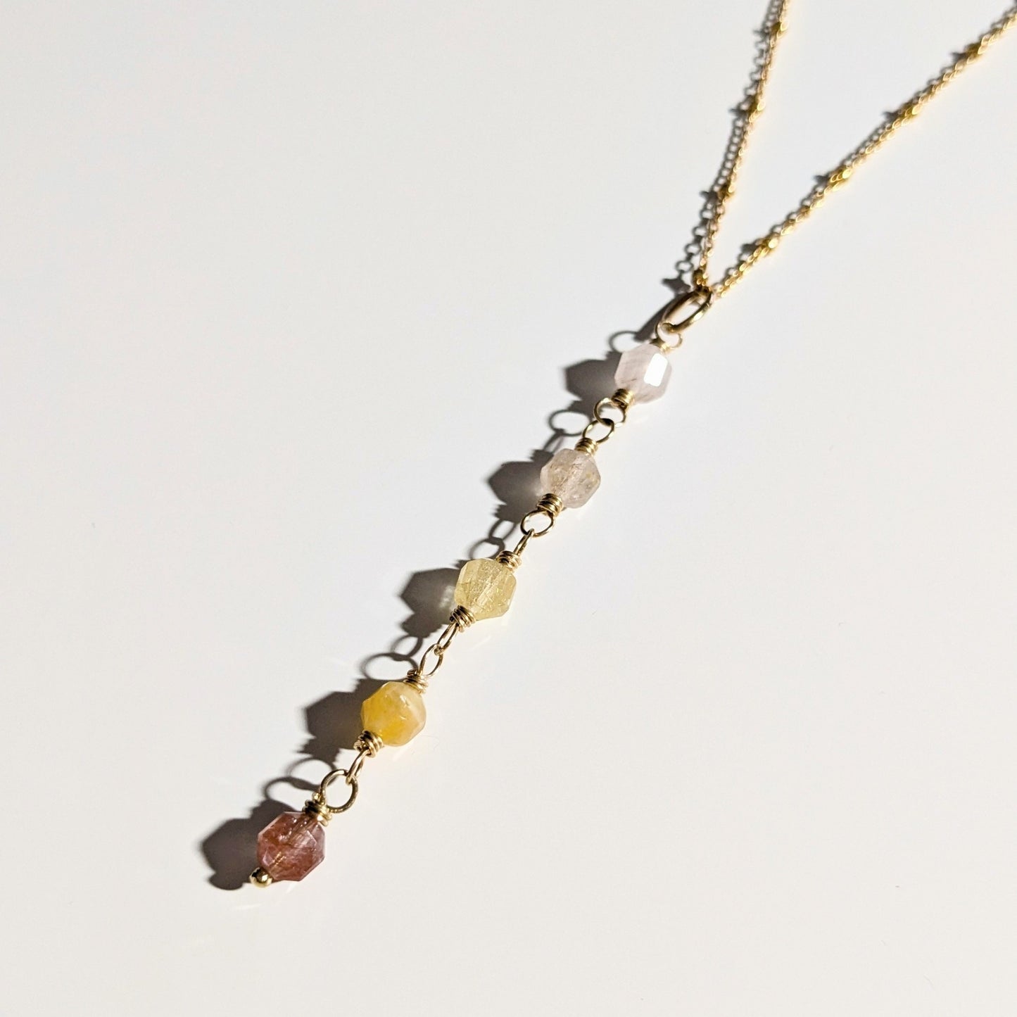 Ombre Rutile Quartz Lariat Necklace