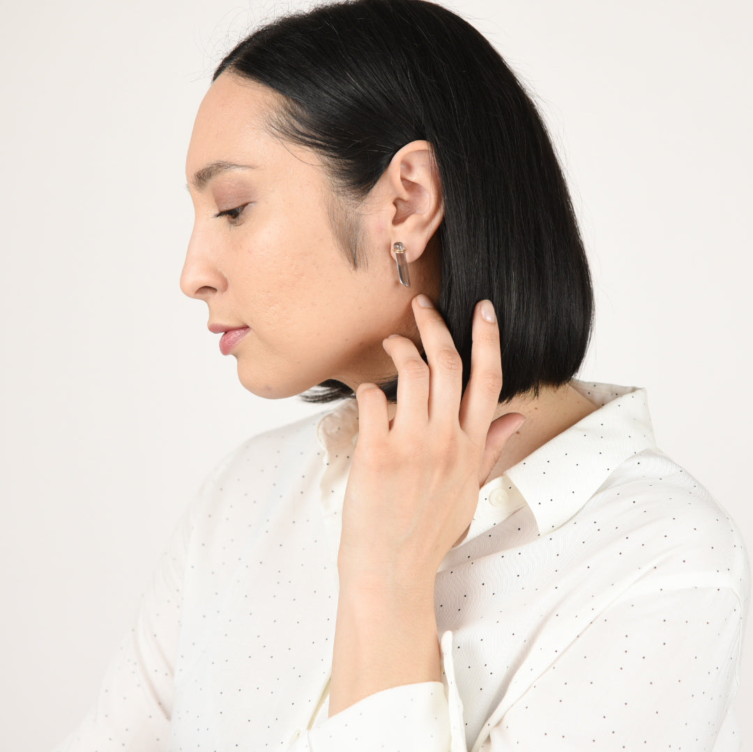 Polished Crystal Post Earrings