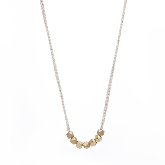Zurina Ketola Crochet Silk Abacus Necklace on Ecru Silk in Gold. Silk Jewelry.