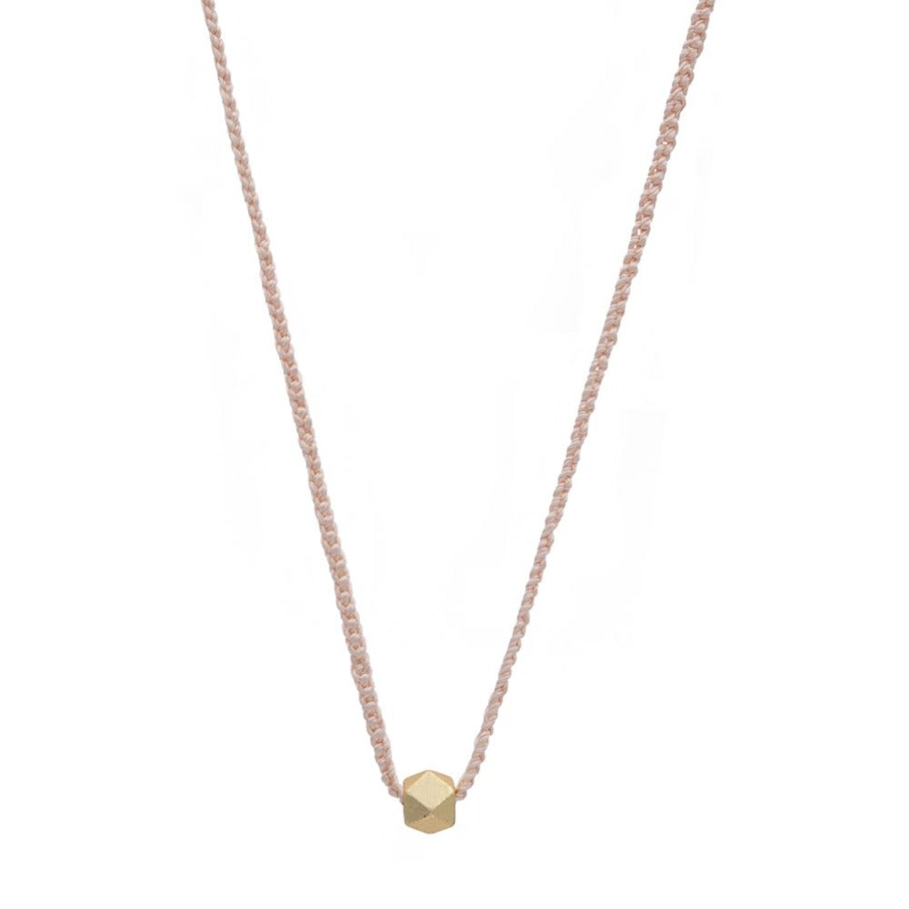 Zurina Ketola Handmade Necklace. Crochet Silk Necklace with Gold Details. Blush.