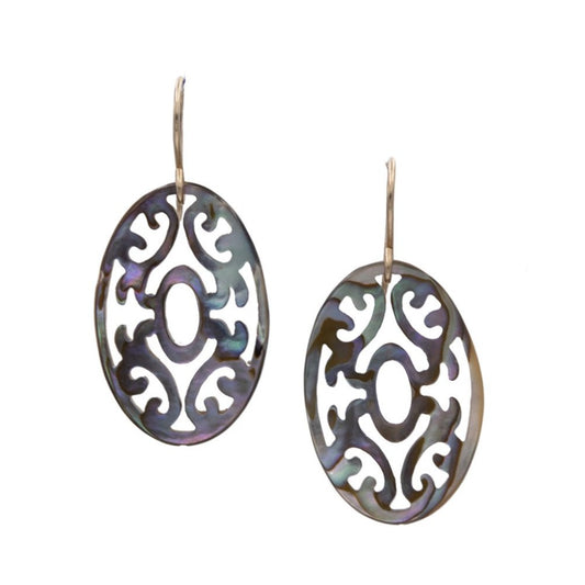 Zurina Ketola Handmade Abalone Earrings. Zurina Ketola Designs Baroque Carved Abalone Earrings. 14K Gold Fill. One of a kind.