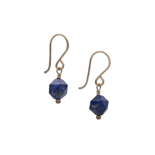 Zurina Ketola Designs Handcrafted Earrings. Rose Cut LApis Lazuli Earrings in 14K Gold Fill.