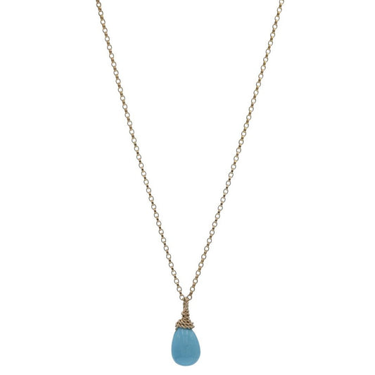 Zurina Ketola Designs Smooth Sleeping Beauty Turquoise Drop Necklace in 14K Gold Fill.