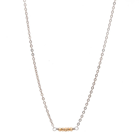 Zurina Ketola Designs Handmade Necklace. Sterling silver with gold plate hematite quad detail. Mixed Metals.