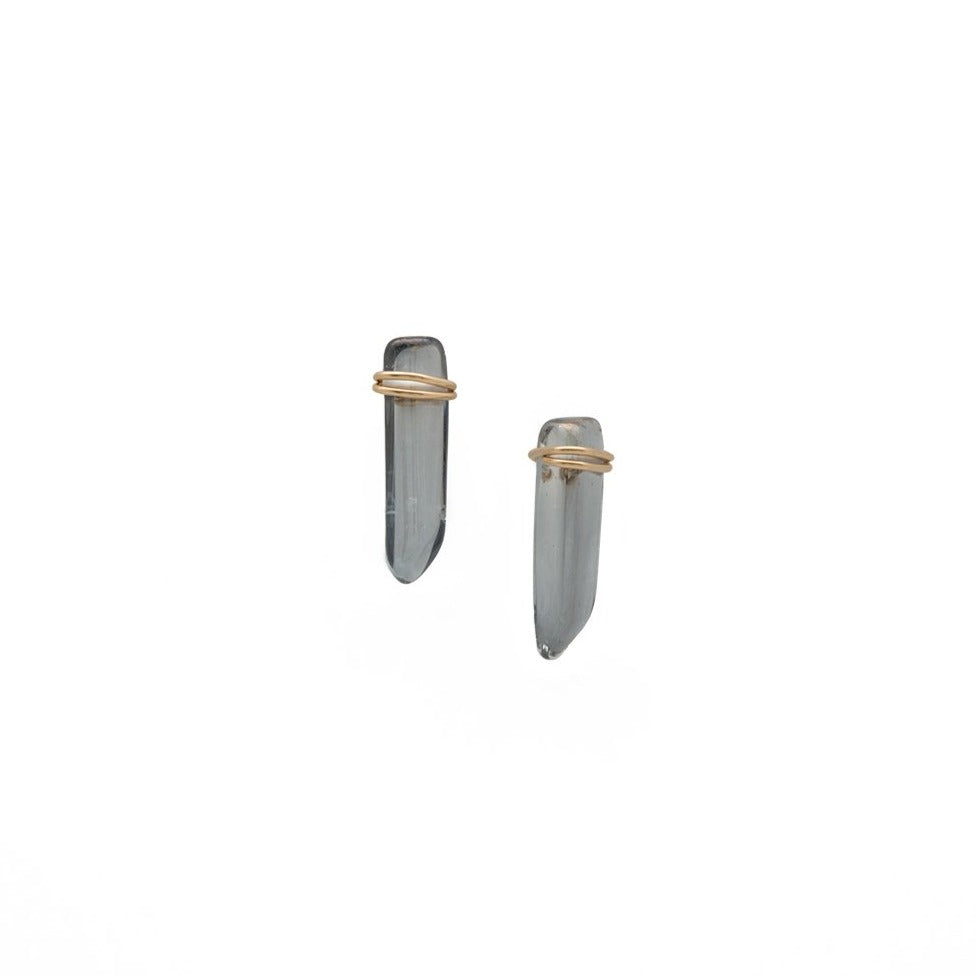 Zurina Ketola Designs polished blue crystal post earrings in 14K gold fill.