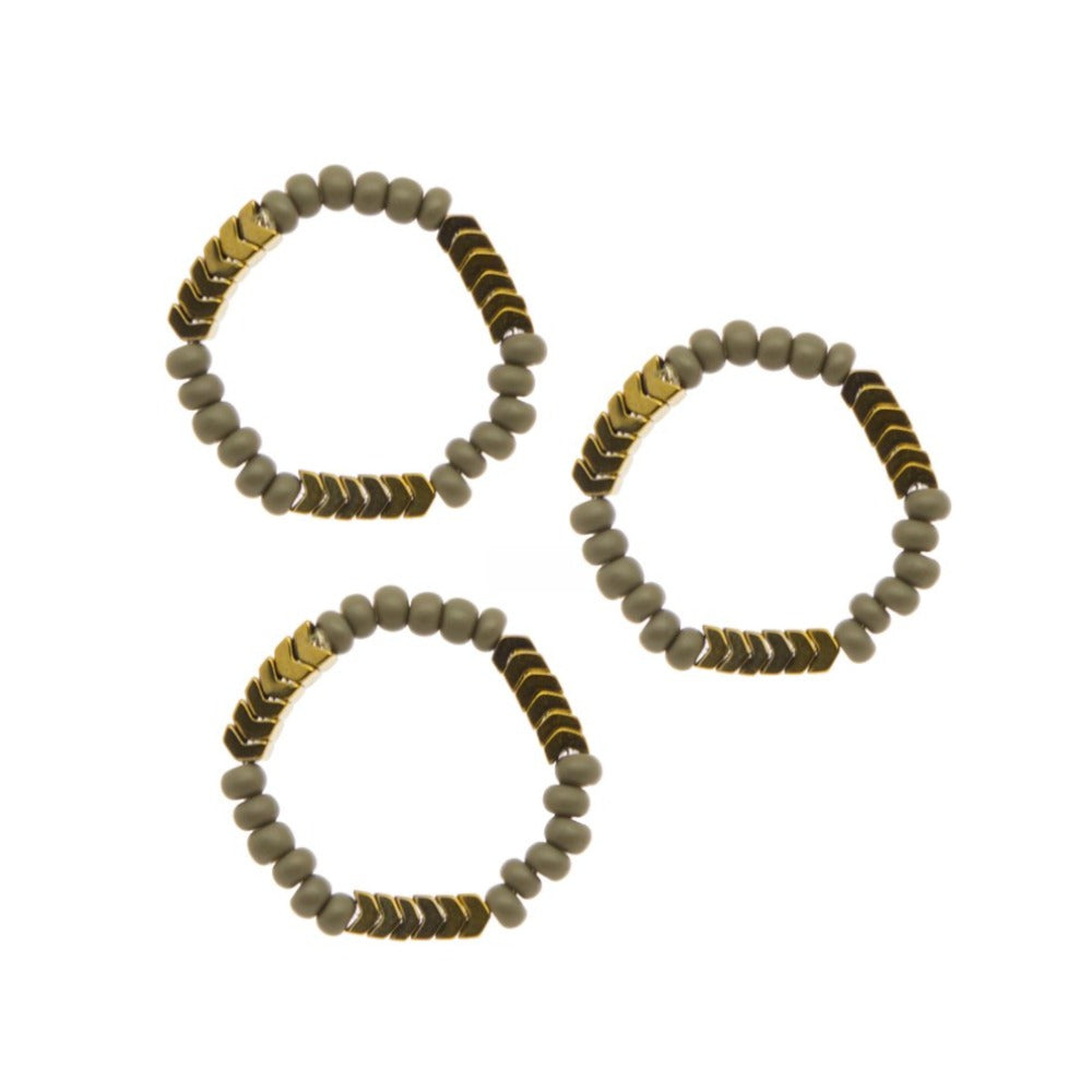 Beaded Chevron Ring Trio