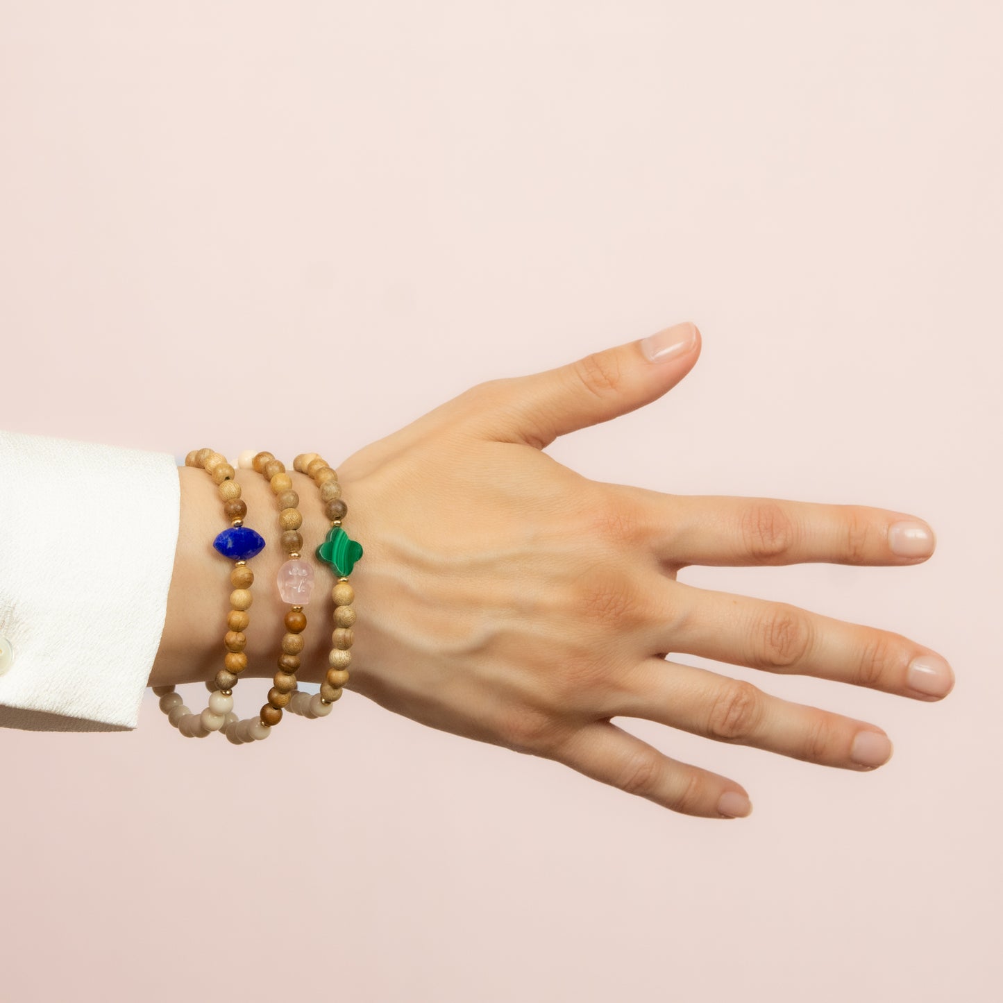 Rose Quartz Skull Bracelet