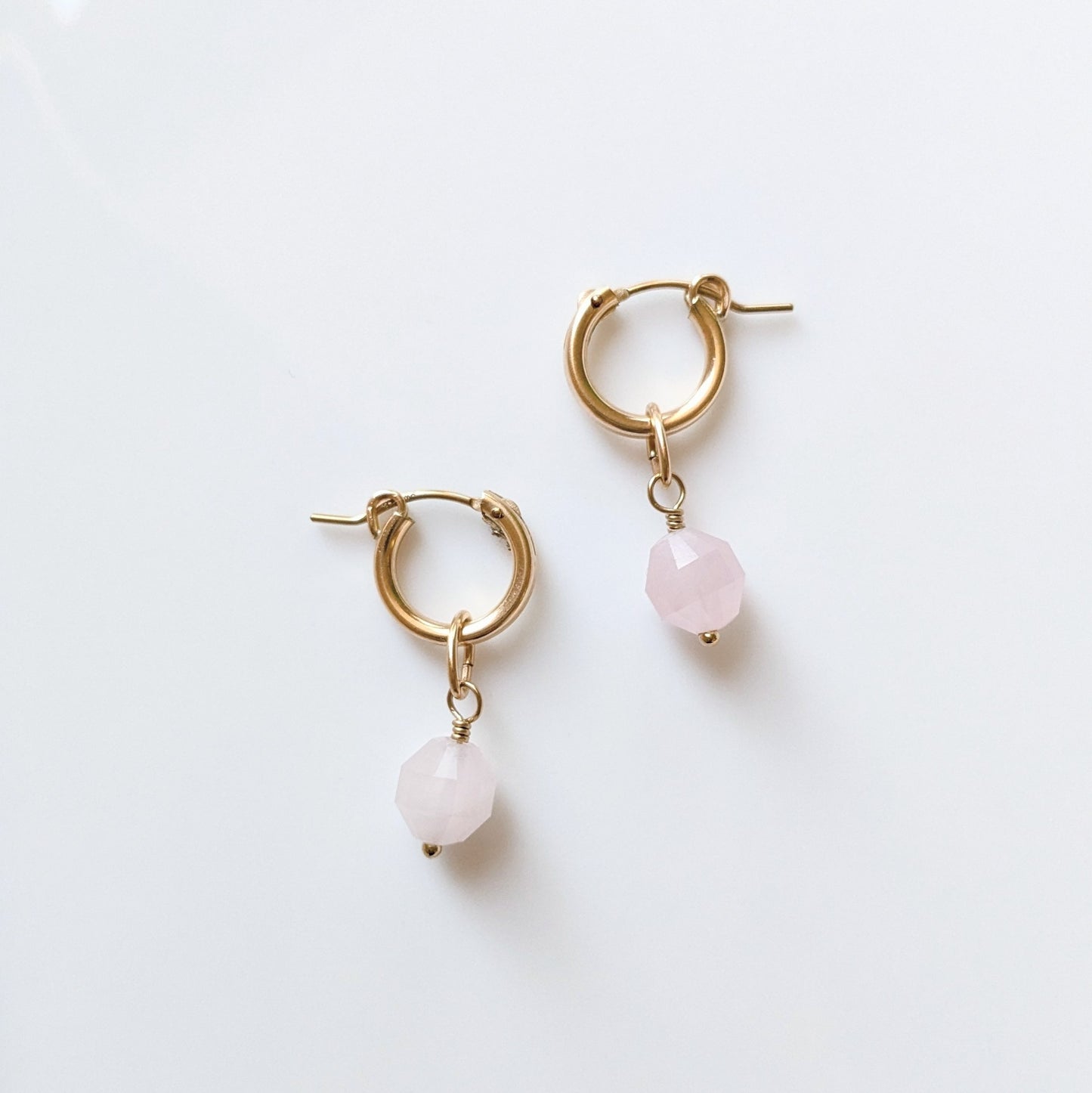 Rose Quartz Energy Huggie Hoops