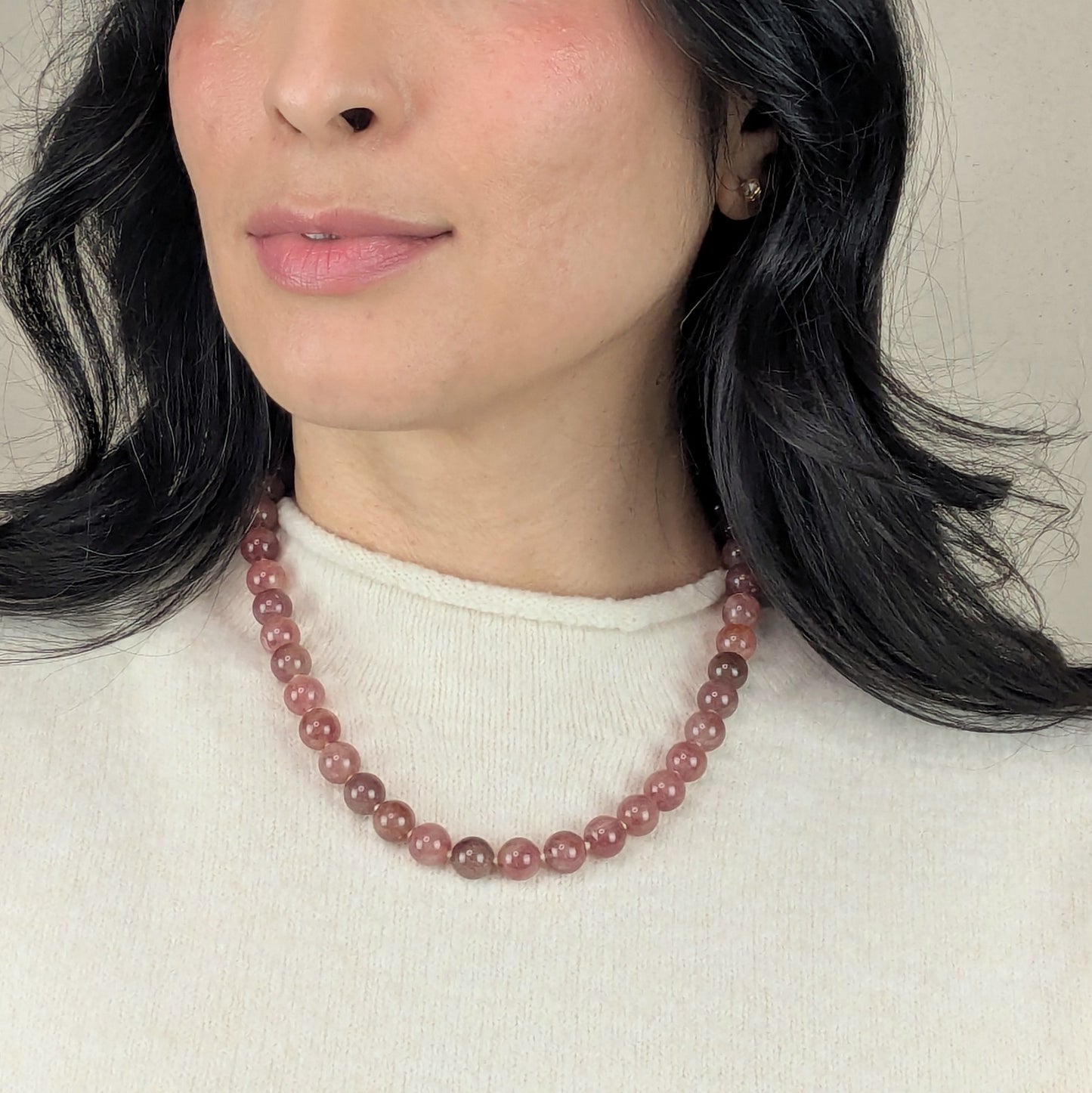 Knotted Strawberry Quartz Energy Necklace