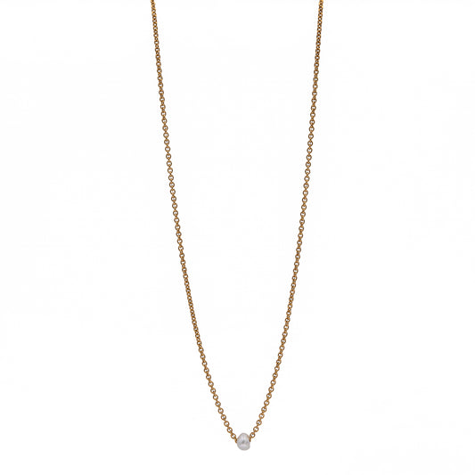 Zurina Ketola Handcrafted Pearl Necklace. Baby Freshwater Pearl Necklace Threaded on 14K Gold Fill Chain.
