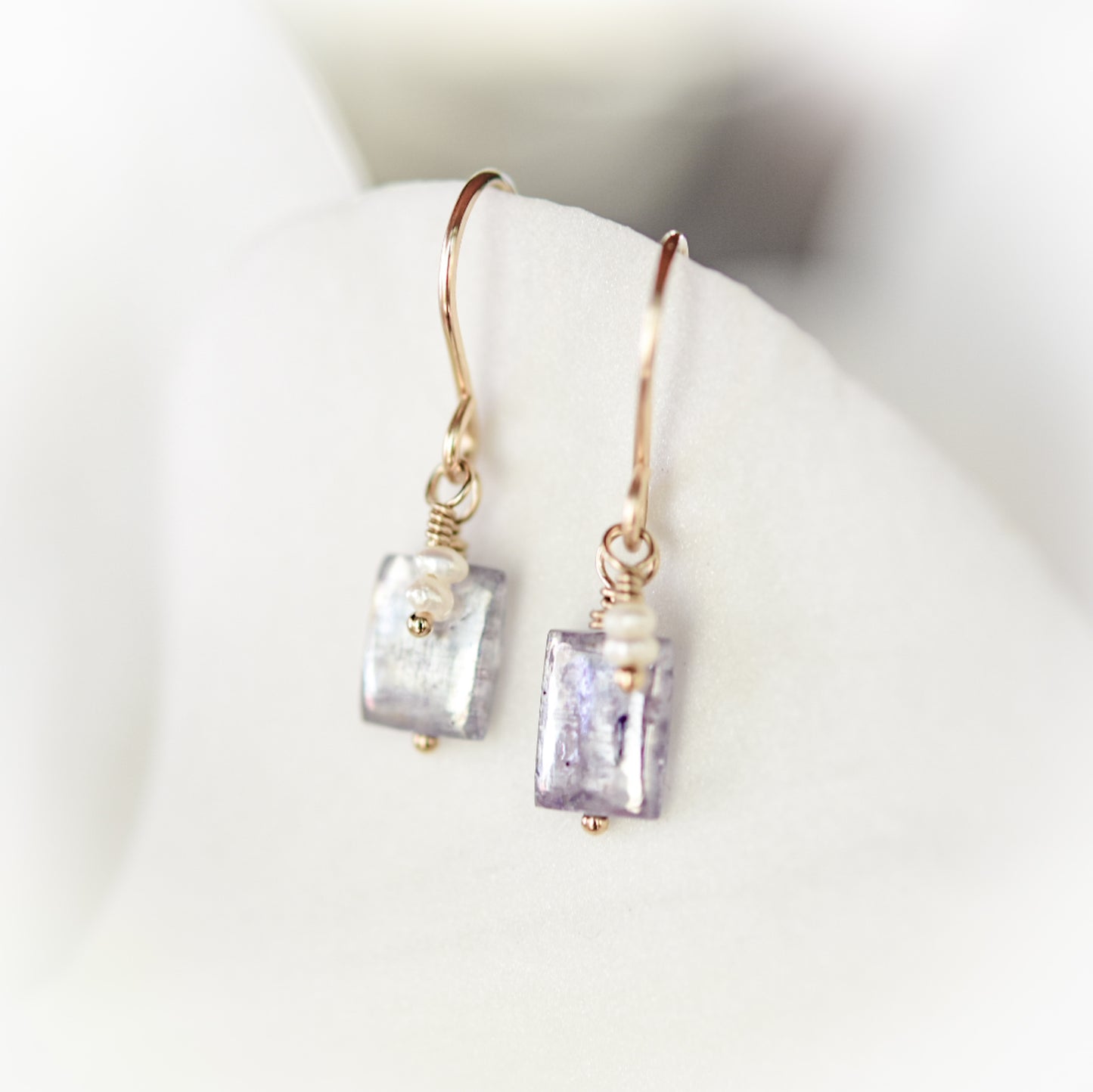 Purple Kyanite + Pearl Earrings