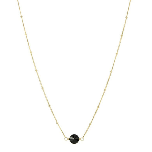 Zurina Ketola Designs black agate pinwheel necklace in 14K gold fill on white background