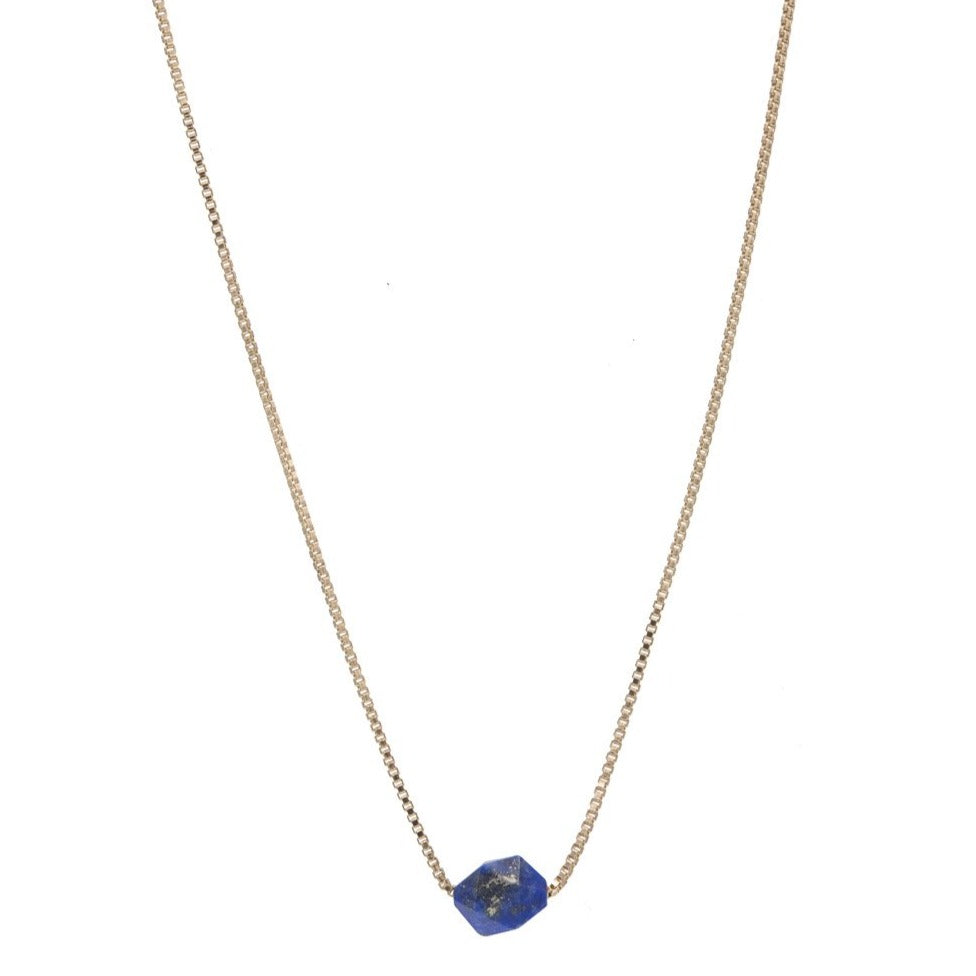 Zurina Ketola Designs Handcrafted Necklace. Rose Cut Lapis Lazuli Necklace in 14K Gold Fill.