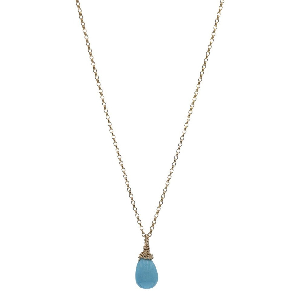 Zurina Ketola Designs Smooth Sleeping Beauty Turquoise Drop Necklace in 14K Gold Fill.
