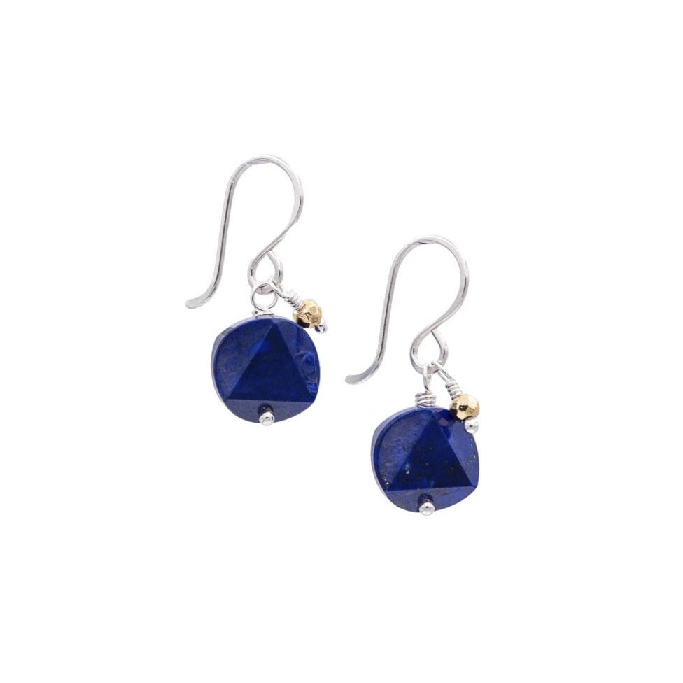Zurina Ketola Designs Sterling Lapis Drops with Gold Detail. Mixed Metals.