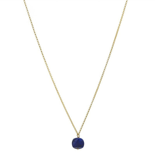 Zurina Ketola Handcrafted Lapis Gemstone Necklace.  Geometric Lapis Lazuli Pendant Necklace in 14K Gold Fill Chain