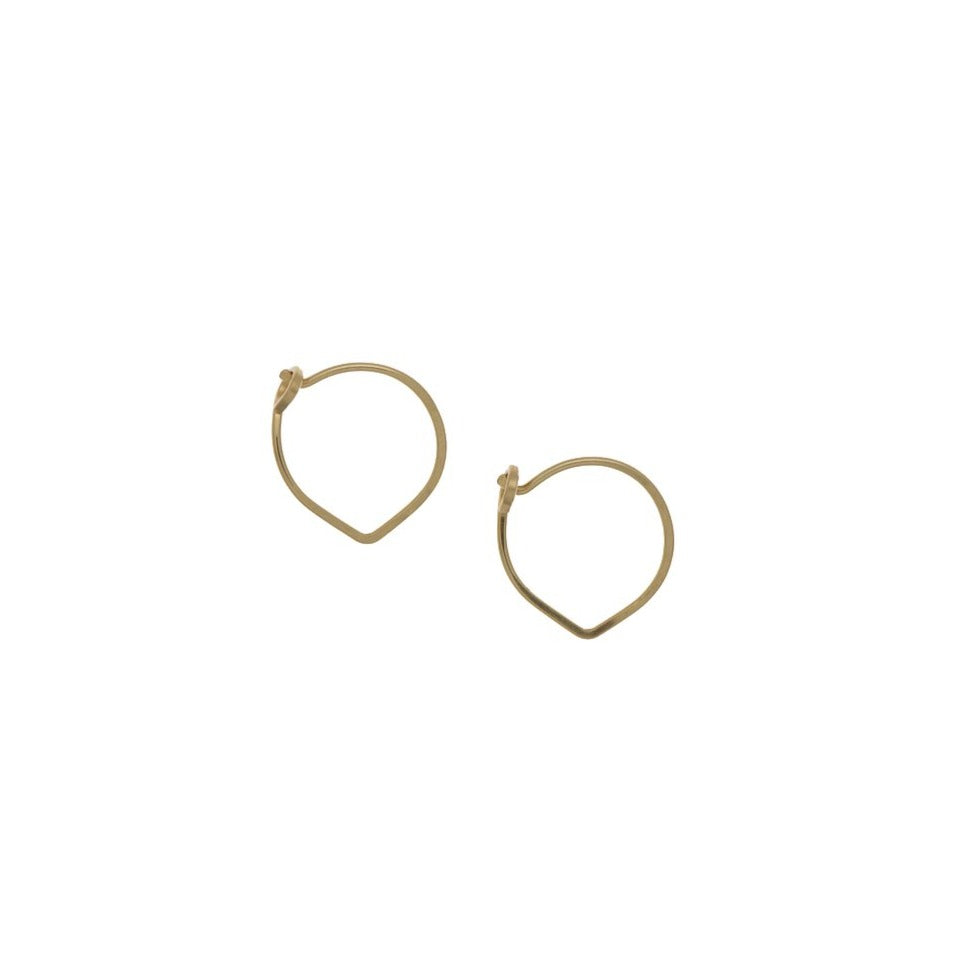 Zurina Ketola Designs handcrafted jewelry featuring handmade hoop earrings. Sleek and sophisticated, these sparkling petite lotus hoop earrings are 14K gold fill.