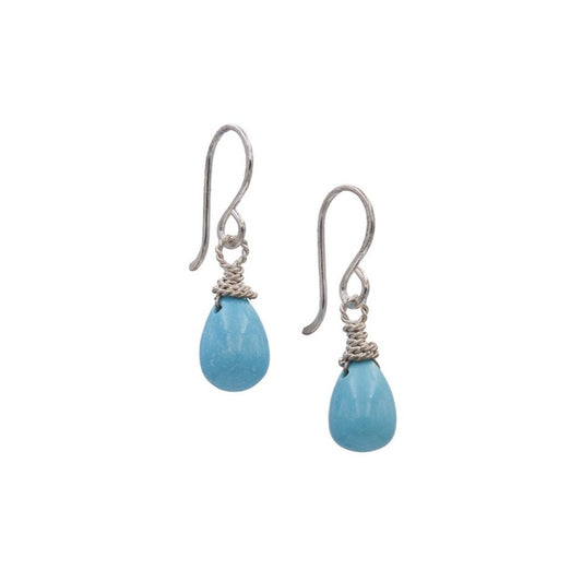 Zurina Ketola Designs Handmade Earrings. Sleeping Beauty Turquoise Drop Earrings in Sterling Silver.