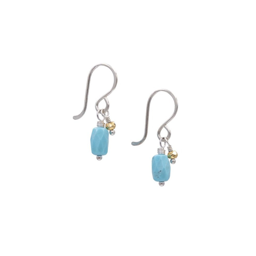 Zurina Ketola Designs Sterling Turquoise Drops with Gold Detail. Mixed Metals.