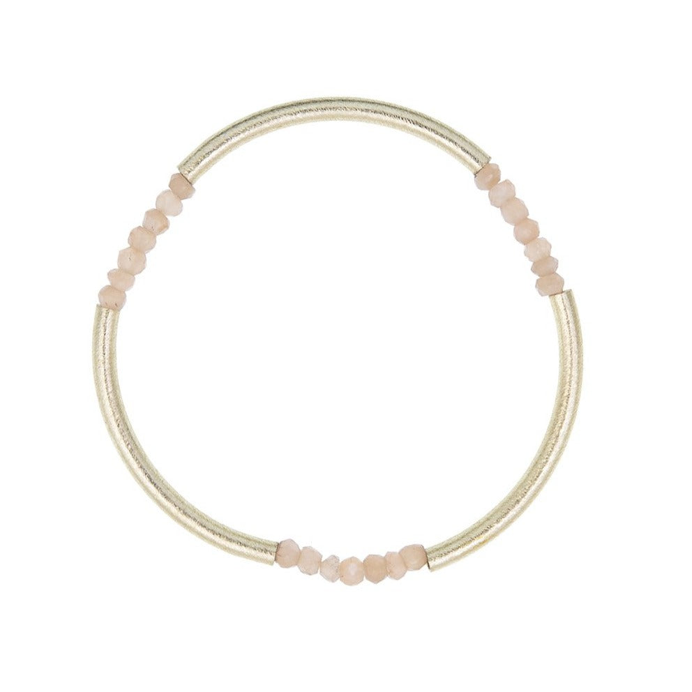 Zurina Ketola  Peach Moonstone Triplet Bangle Bracelet on white background.